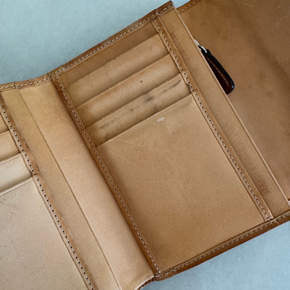 Vintage Coach Signature Brown and Tan Trifold Wallet - Picture 6 of 10